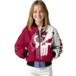 boston college eagles skull outline maroon white bomber jacket best selling