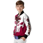 boston college eagles skull outline maroon white bomber jacket best selling