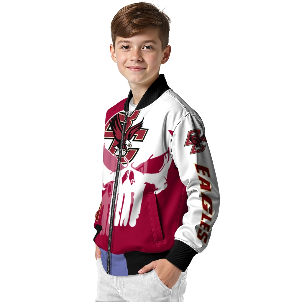 boston college eagles skull outline maroon white bomber jacket trendy boston college eagles skull outline maroon white bomber jacket trendy