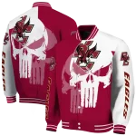 boston college eagles skull outline maroon white varsity jacket best selling
