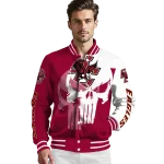 boston college eagles skull outline maroon white varsity jacket best selling
