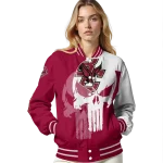 boston college eagles skull outline maroon white varsity jacket best selling