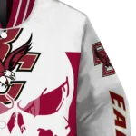 boston college eagles skull outline maroon white varsity jacket best selling