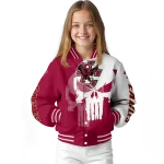 boston college eagles skull outline maroon white varsity jacket best selling