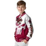 boston college eagles skull outline maroon white varsity jacket best selling