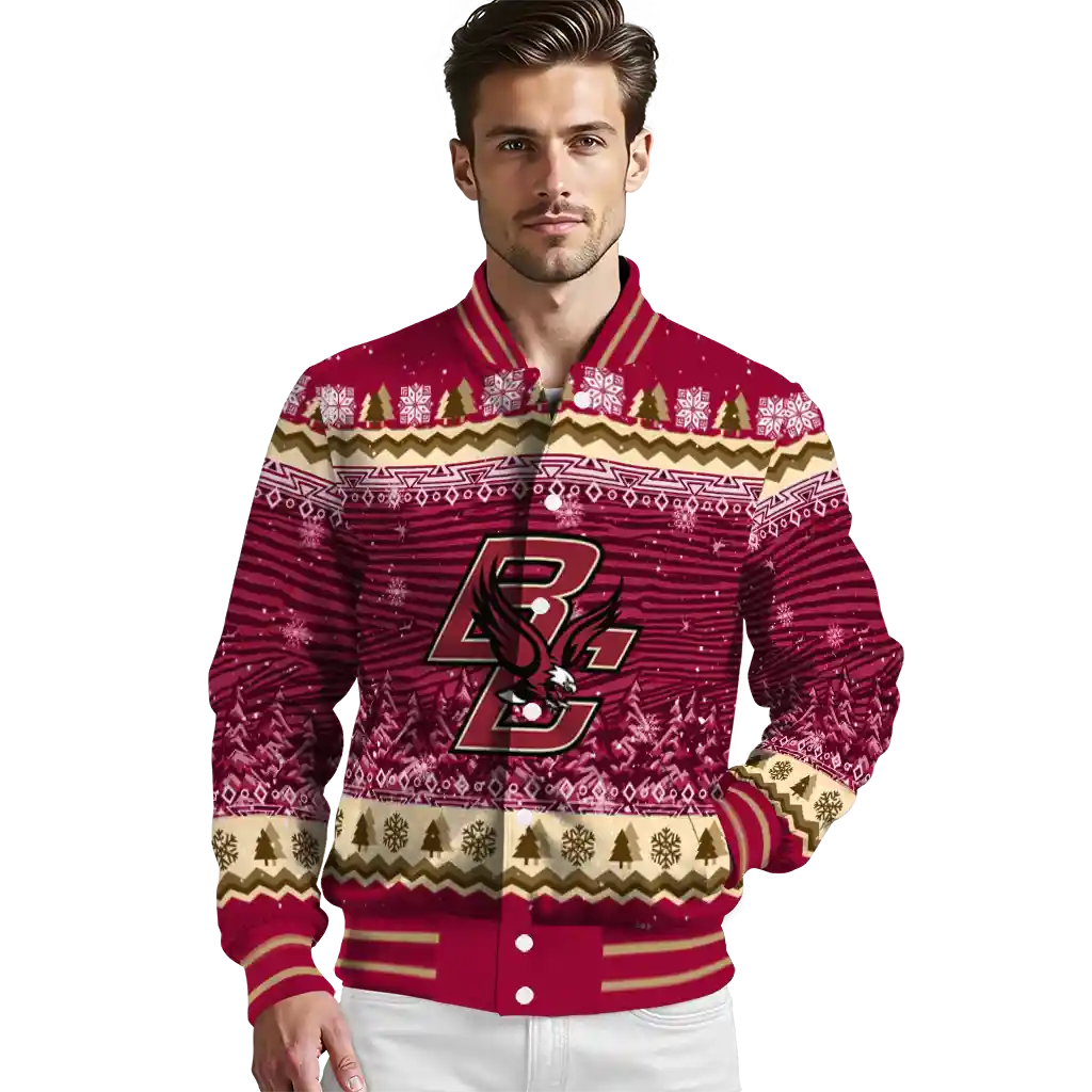 boston college eagles snowy pines maroon varsity jacket high quality boston college eagles snowy pines maroon varsity jacket high quality