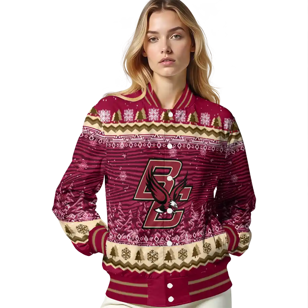boston college eagles snowy pines maroon varsity jacket latest model boston college eagles snowy pines maroon varsity jacket latest model