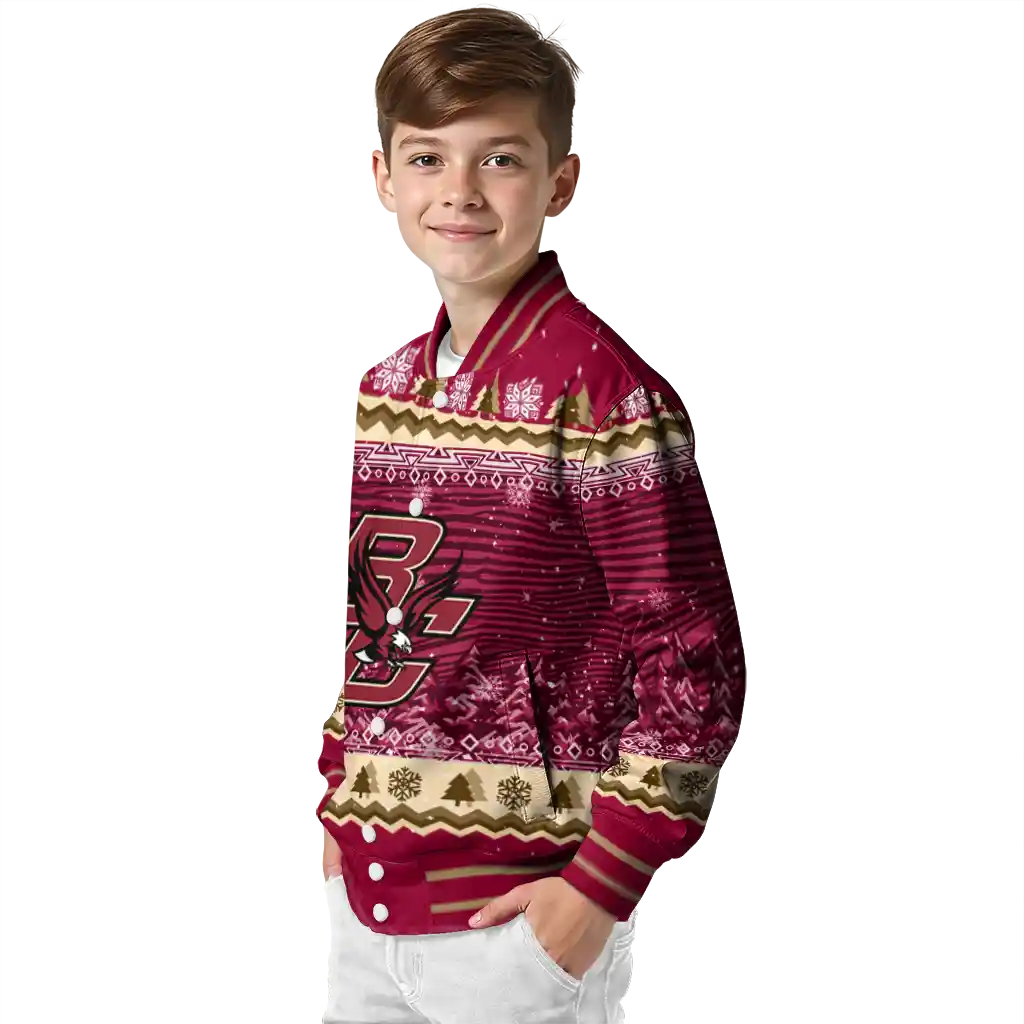 boston college eagles snowy pines maroon varsity jacket trendy boston college eagles snowy pines maroon varsity jacket trendy