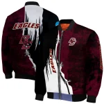 boston college eagles torn texture print maroon black bomber jacket best selling
