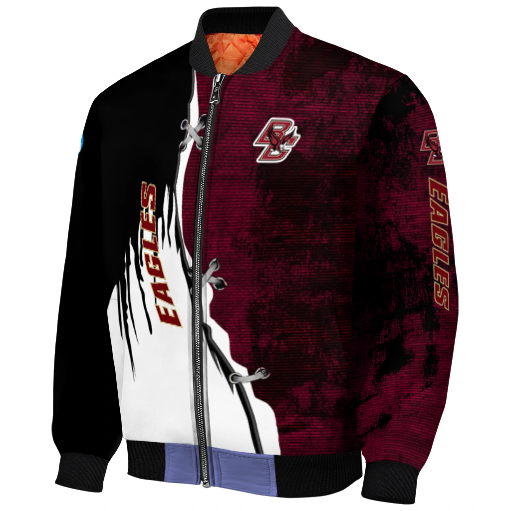 boston college eagles torn texture print maroon black bomber jacket fashion forward boston college eagles torn texture print maroon black bomber jacket fashion forward