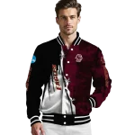 boston college eagles torn texture print maroon black varsity jacket best selling