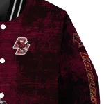 boston college eagles torn texture print maroon black varsity jacket best selling