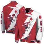 boston red sox ripped bolt red white varsity jacket best selling