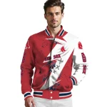 boston red sox ripped bolt red white varsity jacket best selling