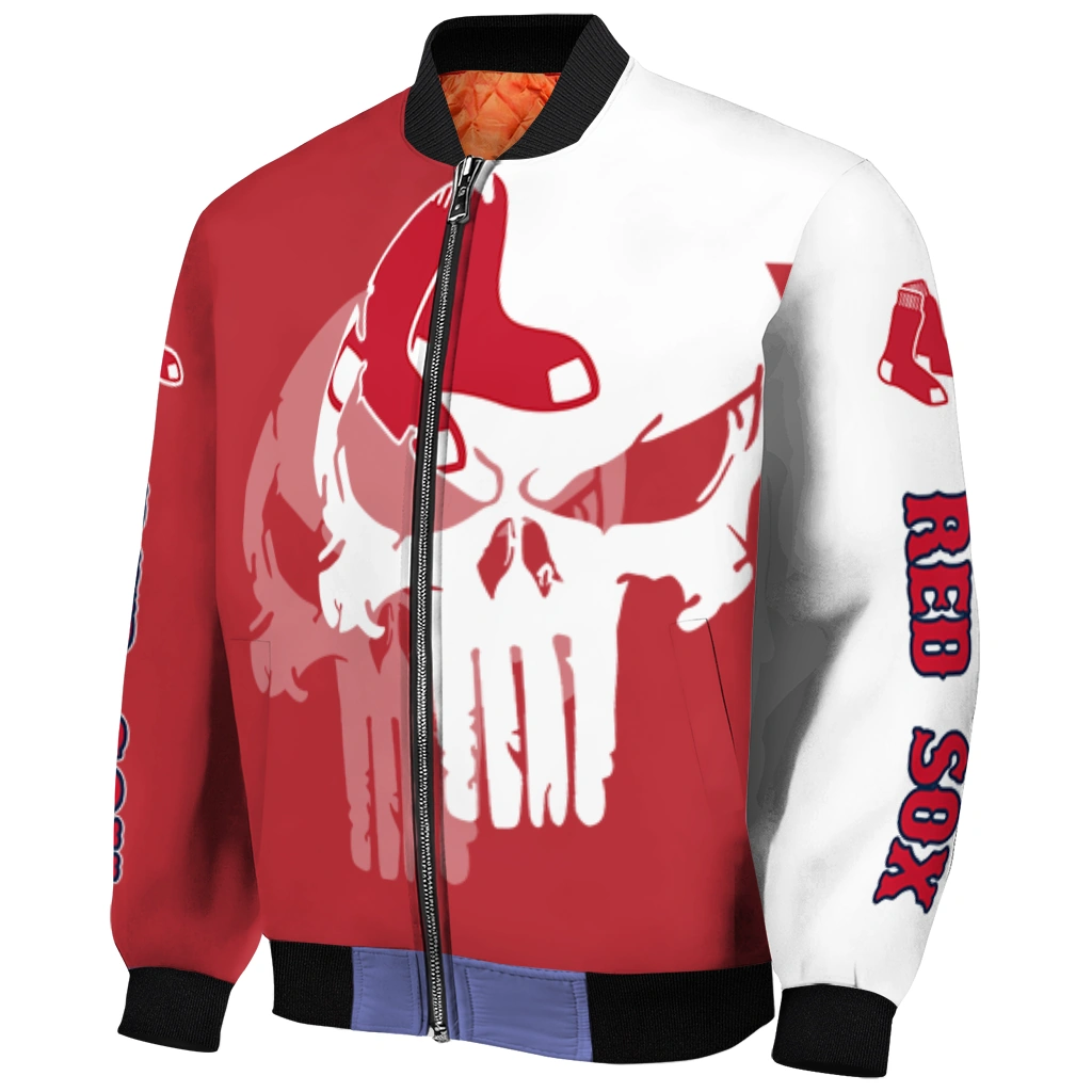 boston red sox skull outline red white bomber jacket fashion forward boston red sox skull outline red white bomber jacket fashion forward