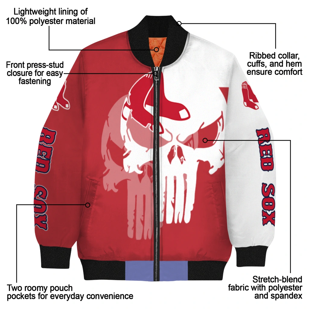 boston red sox skull outline red white bomber jacket new arrival boston red sox skull outline red white bomber jacket new arrival