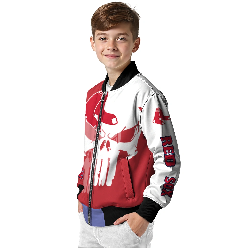 boston red sox skull outline red white bomber jacket trendy boston red sox skull outline red white bomber jacket trendy