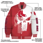 boston red sox skull outline red white varsity jacket best selling