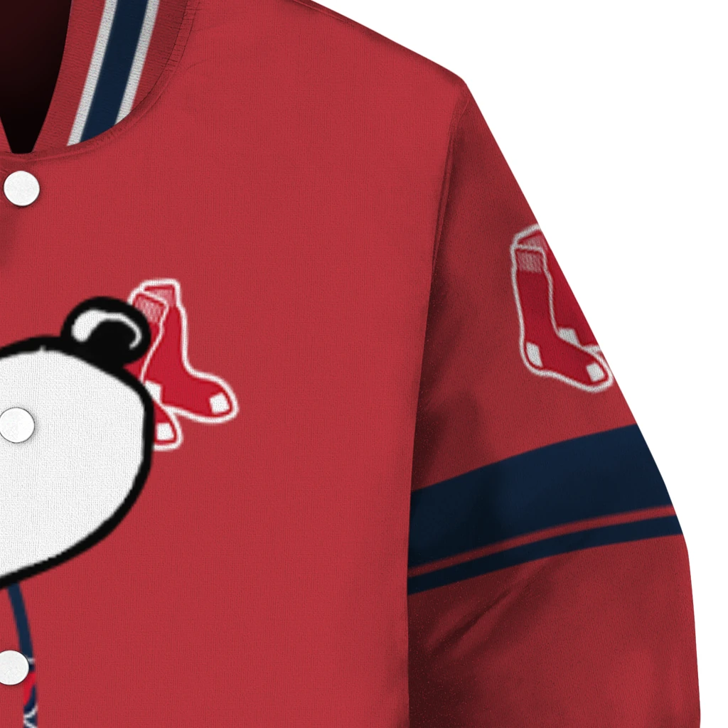 boston red sox snoopy attitude red varsity jacket premium grade boston red sox snoopy attitude red varsity jacket premium grade