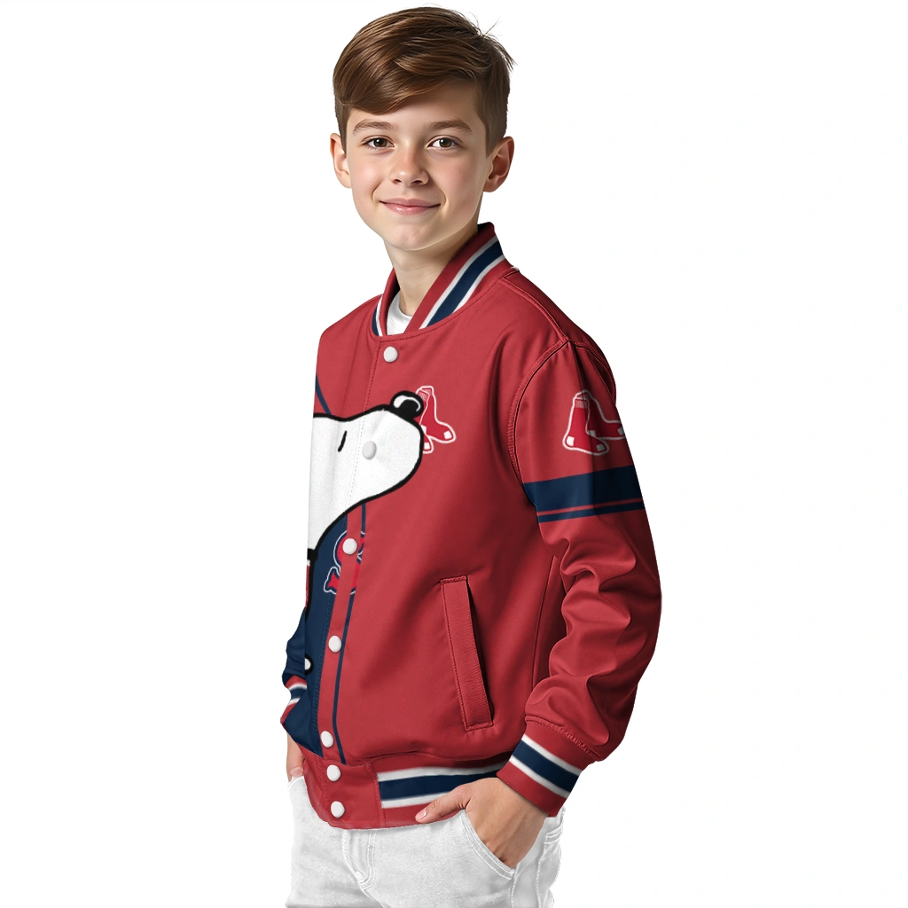 boston red sox snoopy attitude red varsity jacket trendy boston red sox snoopy attitude red varsity jacket trendy