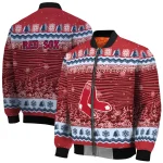 boston red sox snowy pines red bomber jacket best selling