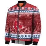 boston red sox snowy pines red bomber jacket best selling