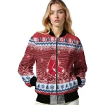 boston red sox snowy pines red bomber jacket best selling
