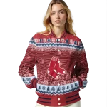 boston red sox snowy pines red varsity jacket best selling