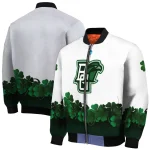 bowling green falcons clovers pattern white green bomber jacket best selling
