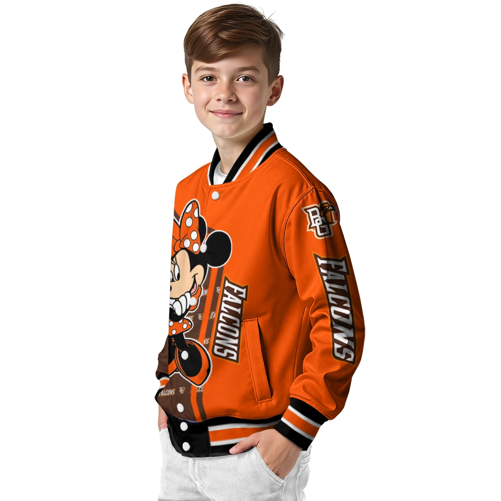 bowling green falcons minnie mouse orange varsity jacket trendy bowling green falcons minnie mouse orange varsity jacket trendy