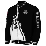 brooklyn nets edgy scratch effect black varsity jacket best selling