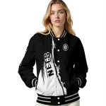 brooklyn nets edgy scratch effect black varsity jacket best selling