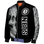 brooklyn nets fire skull black bomber jacket best selling
