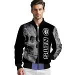 brooklyn nets fire skull black bomber jacket best selling