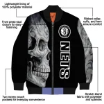 brooklyn nets fire skull black bomber jacket best selling