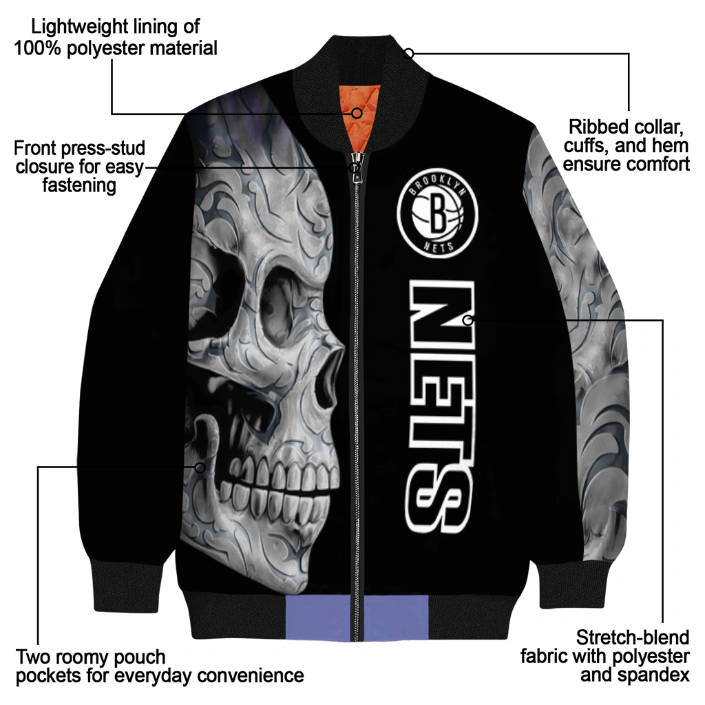 brooklyn nets fire skull black bomber jacket new arrival brooklyn nets fire skull black bomber jacket new arrival