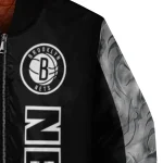 brooklyn nets fire skull black bomber jacket best selling