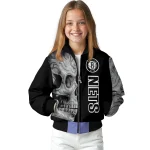 brooklyn nets fire skull black bomber jacket best selling