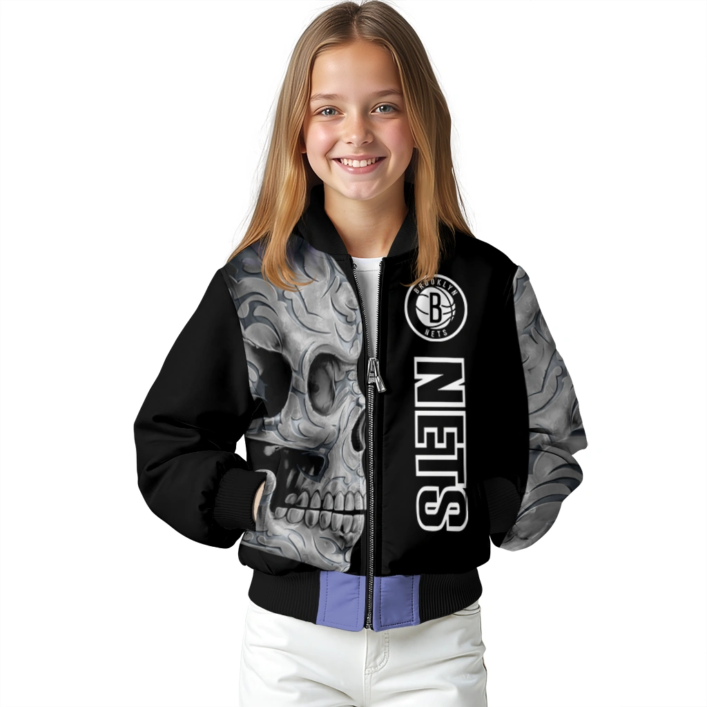 brooklyn nets fire skull black bomber jacket top rated brooklyn nets fire skull black bomber jacket top rated
