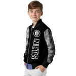 brooklyn nets fire skull black bomber jacket best selling