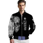 brooklyn nets intricate skull black bomber jacket best selling