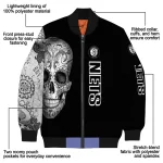 brooklyn nets intricate skull black bomber jacket best selling