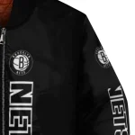 brooklyn nets intricate skull black bomber jacket best selling