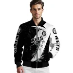 brooklyn nets ripped bolt black white bomber jacket best selling
