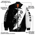 brooklyn nets ripped bolt black white bomber jacket best selling