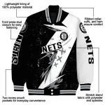 brooklyn nets ripped bolt black white varsity jacket best selling