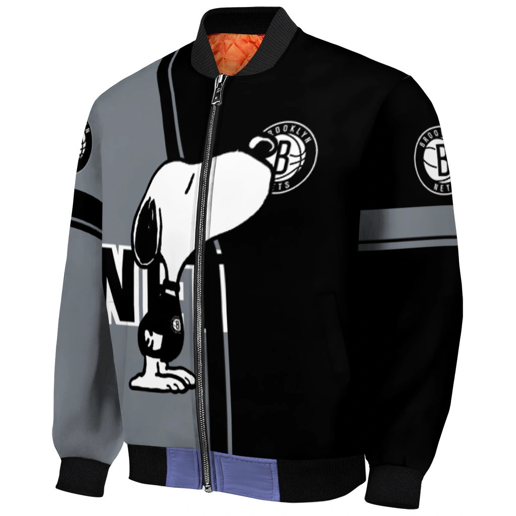 brooklyn nets snoopy attitude black bomber jacket fashion forward brooklyn nets snoopy attitude black bomber jacket fashion forward