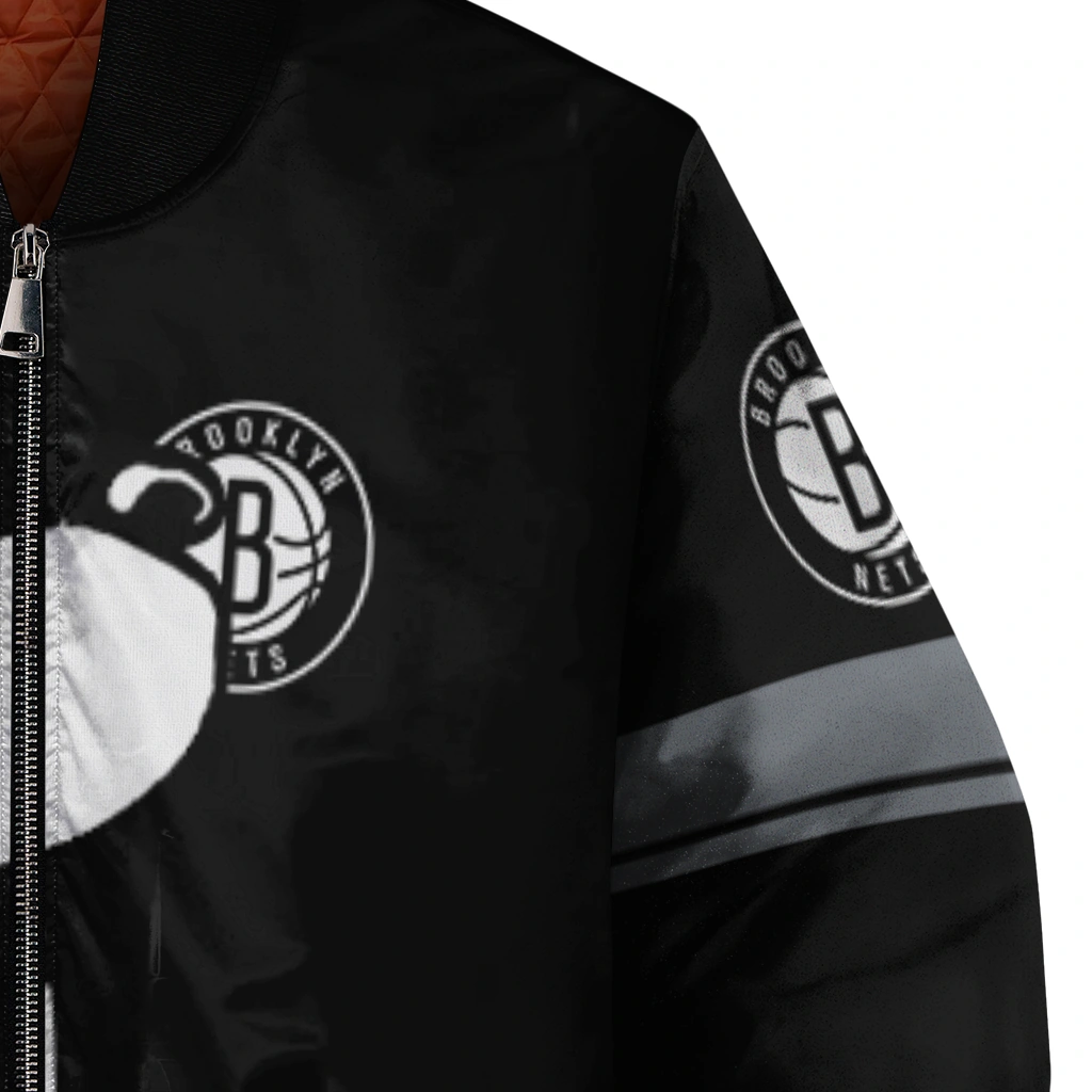 brooklyn nets snoopy attitude black bomber jacket premium grade brooklyn nets snoopy attitude black bomber jacket premium grade