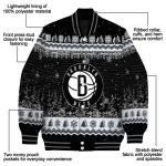 brooklyn nets snowy pines black varsity jacket best selling