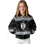 brooklyn nets snowy pines black varsity jacket best selling